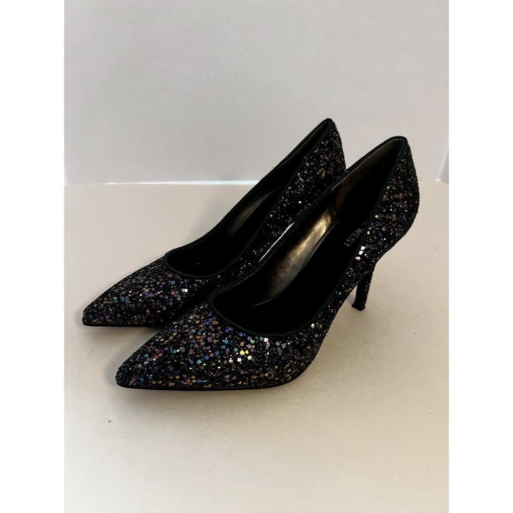 NINE WEST Women's Size 7 Shoes Heels Pumps All Over Glitter Festive Party Glam
